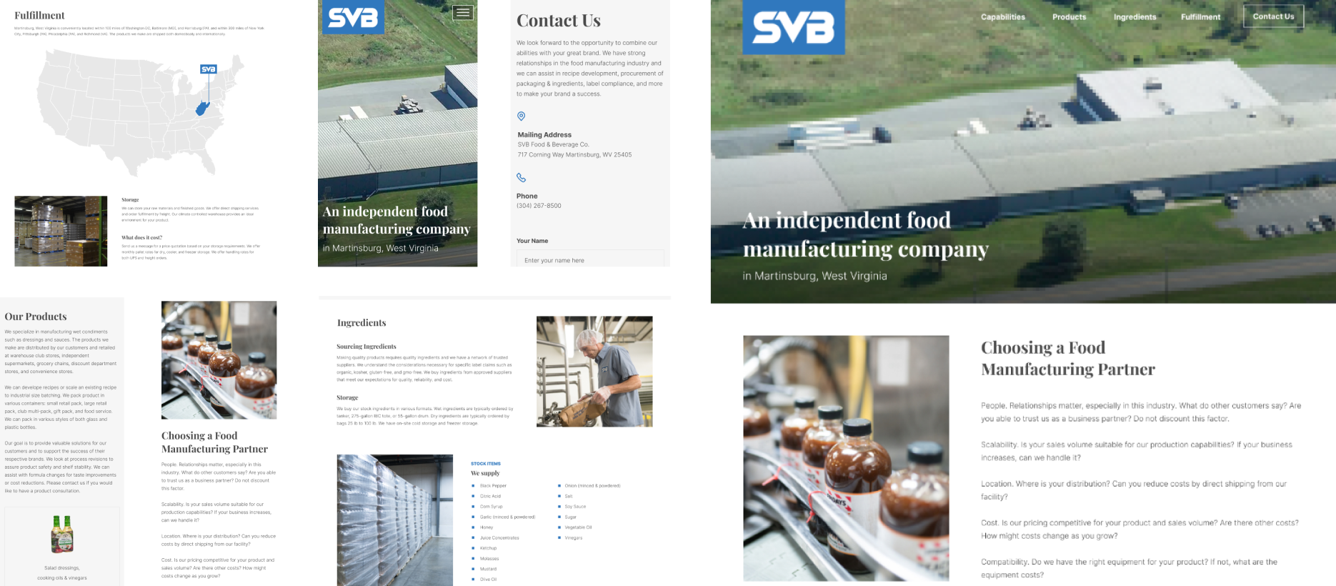 SVB Foods website's screenshot